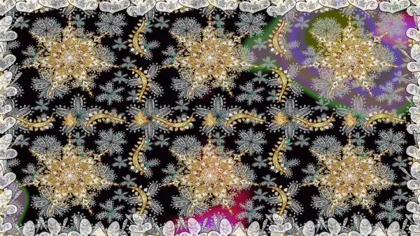 Klasik raster sarısı, kusursuz desen. Çiçek süsü kumaş deseni, cam, çiçek desenli altın elementli gri renkli metal..