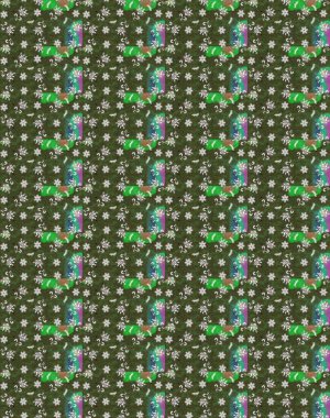 Yumuşak, yeşil ve kahverengi renklerde bahar çiçekleri. Çiçekli karalama şeklinde Raster çiçek deseni. Raster illüstrasyonu.