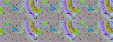 Raster çiçek desenli çiçek deseni, yapraklar, dekoratif elementler, sıçrama, lekeler, el çizimi kontur çizgileri ve Doodle çizim stili, grafik raster çizim çizimi.