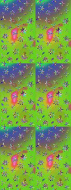 Çiçek deseni. Düz Çiçek Elementleri Tasarımı. Renkli Bahar Teması eskiz kalıbı. Raster çizimi. Güzel kumaş deseni..