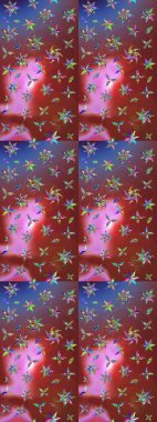 Kahverengi ve kırmızı renklerde Asya tekstili. Raster illüstrasyonu. Çiçek desenini çiz.