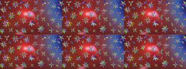 Kahverengi ve kırmızı renkte çiçekler. Raster illüstrasyonundaki çiçek desenli çizim. Düz Çiçek Elementleri Tasarımı. Renkli Bahar Teması çizim şablonu.