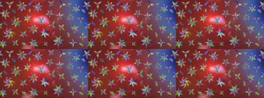 Kahverengi ve kırmızı renkte çiçekler. Raster illüstrasyonundaki çiçek desenli çizim. Düz Çiçek Elementleri Tasarımı. Renkli Bahar Teması çizim şablonu.