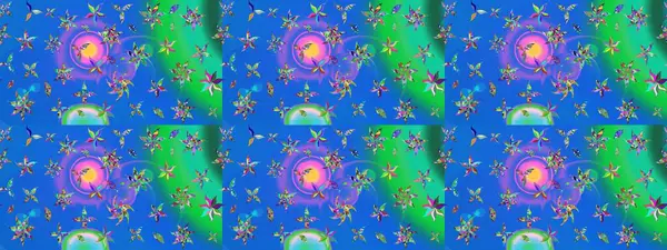 Tatil havası. Nazik romantik baskı. Raster güzel bir çiçek deseni çizmiş. Mavi ve yeşil renkli çiçekler. Bahar mevsimi.