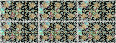 Kusursuz kraliyet lüksü, altın barok kumaş rengi. Altın antika ortaçağ dekoratifi, yapraklar ve tarafsız renklerde altın desenli süslemeleri olan pürüzsüz bir desen..