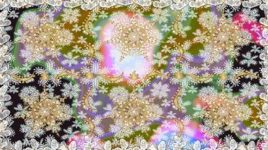 Kusursuz soyut bir arkaplan. Oriental raster klasik nötr ve altın desenli. Raster illüstrasyonu.