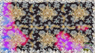 Şam, tasarım için kusursuz desen. Gri renklerde, altın elementli, pürüzsüz desen.