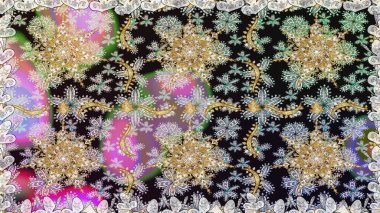 Çiçek süsü kumaş deseni, cam, çiçek desenli metal gri renkli ve altın elementli. Klasik raster altın pürüzsüz desen.