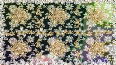 Kusursuz soyut bir arkaplan. Oriental raster klasik gri ve altın desenli. Raster illüstrasyonu.