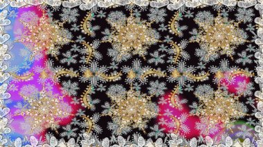 Klasik klasik klasik arka plan. Geleneksel oryantasyon süsü. Kusursuz klasik raster grisi ve altın desen.