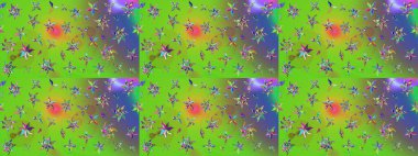 Çiçekli yaz çiçekleri. Motley illüstrasyonu. Küçük renkli çiçekler. Moda baskıları için zarif bir şablon. Robot resim. Küçük çiçekte şirin desenler.