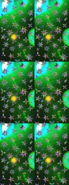 Yatak çarşafları, ceket, paket tasarımı, kumaş ve moda kavramları için tekstil baskısı. Çiçekleri, deniz kabukları, mandalaları ve suluboya efektleriyle donanma geçmişi. Çizim kalıbı etnik tasarım.