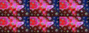 Küçük renkli çiçekler. Kırmızı ve kahverengi çiçekli bahar çiçekleri. Küçük çiçekte güzel bir desen. Motley illüstrasyonu. Moda baskıları için zarif bir şablon.