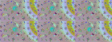 Soyut etnik raster çizim kalıbı. Çiçekler. Vadinin çiçekleri tarafsız ve gri renklerde.