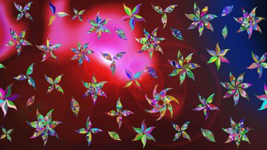 Raster Çiçek İllüstrasyonu 'nun şirin tekstili. Kahverengi ve kırmızı renkte etnik çiçeklerle süslenmiş zarif bir eskiz..