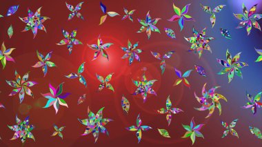 Çiçeksel çizim kalıbının yansıması. Vadinin çiçekleri kahverengi ve kırmızı renklerde.