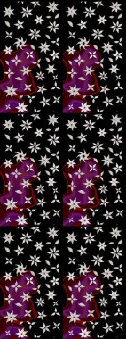 Raster illüstrasyonundaki çiçek desenli çizim. Siyah ve nötr renkte çiçekler.