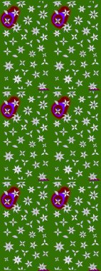 Raster illüstrasyonu. Çiçek desenli çizim. Yeşil ve nötr renklerde çiçekler. Raster illüstrasyonu. Asya tekstil tarzında.