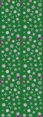 Raster illüstrasyonu. Suluboya çiçekli çiçek deseni. Yeşil ve nötr renklerde Asyalı tekstil.