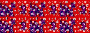 Raster Yumuşak kumaş deseni. Çiçek kırmızısı ve mor çizim deseni. Klasik taslak çizimi. Raster çiçek izi..