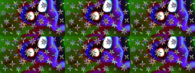 Raster illüstrasyonu. Anti-stres için soyut örnek sayfası. Yeşil ve mor renklerde.