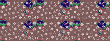 Raster illüstrasyonundaki çiçek desenli çizim. Çiçekler suluboya tarzında kahverengi ve nötr renklerde.