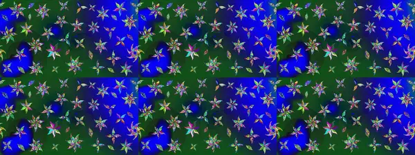 Yumuşak, bahar çiçekleri mavi ve yeşil renklerde. Raster çiçekleri klasik tarzda çizilmiş. Çiçekli yumuşak bir eskiz şekli. Raster illüstrasyonu.