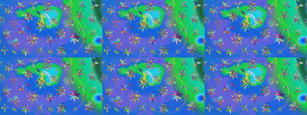 Mavi ve yeşil renkli çiçekler. El çizimi. Suluboya çizimi. Çiçekli çizim deseni.