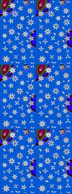 Raster illüstrasyonu. Mavi ve nötr renklerde. Çiçekli güzel suluboya desen.