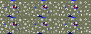 Moda baskıları için zarif bir şablon. Halk tarzı. Parlak renkli çiçekleri ve yeşil ve nötr renklerde yaprakları olan harika bir çiçek deseni. Modern çiçek arkaplanı.