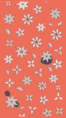 Düz Çiçek Elementleri Tasarımı. Renkli Yaz Temalı eskiz kalıbı. Güzel kumaş deseni. Raster illüstrasyonunda çiçek deseni çizimi.