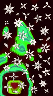 Siyah ve kahverengi renkte çiçekler. Çiçekli karalama şeklinde Raster çiçek deseni. Nazik, narin çiçek arkaplanı.