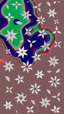 Düz Çiçek Elementleri Tasarımı. Çiçek desenli eskiz, yaz çiçekleri. Kahverengi ve nötr renklerde çiçekler. Renkli Bahar Teması çizim şablonu.