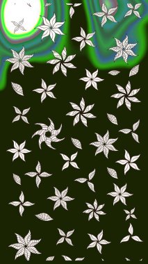 Gri ve yeşil renkli güzel çiçekli çizim deseni, suluboya çiçek deseni, duvar kağıdı, kart ya da kumaş için fayanslı. Raster..