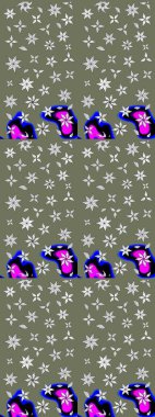 Raster suluboya çiçek deseni, narin çiçekler, yeşil ve nötr çiçekler, tebrik kartı şablonu. Güzel kumaş deseni.