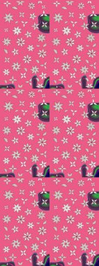 Hediye ambalaj kağıdı, tebrik kartları, posterler ve pankart tasarımı. Pembe ve nötr renklerde çiçekler. Raster düz çiçek çizim deseni.