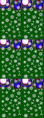 Süslü kumaş deseni. Raster illüstrasyonundaki çiçek desenli çizim. Renkli Bahar Teması eskiz kalıbı. Düz Çiçek Elementleri Tasarımı.