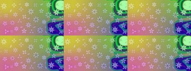 Motley illüstrasyonu. Moda baskıları için zarif bir şablon. Küçük renkli çiçekler. Küçük çiçekte güzel bir desen. Tarafsız ve yeşil çiçekli bahar çiçekleri.