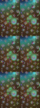 Renkli Bahar Teması eskiz kalıbı. Düz Çiçek Elementleri Tasarımı. Raster illüstrasyonundaki çiçek desenli çizim. Kahverengi ve yeşil renkte çiçekler.