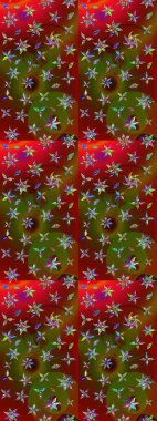 Güzel kumaş deseni. Çiçek desenli çizim. Düz Çiçek Elementleri Tasarımı. Renkli Bahar Teması eskiz kalıbı. Raster illüstrasyonu. Asya tekstil tarzında.