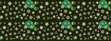 Raster illüstrasyonundaki çiçek desenli çizim. Gri ve nötr renkte çiçekler.