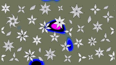 Yeşil ve nötr renklerde yaz çiçekleri. Raster illüstrasyonu. Raster çiçek desenli ve çiçekli..