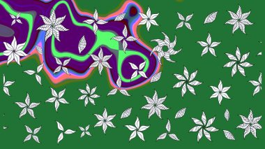 Renkli Bahar Teması eskiz kalıbı. Düz Çiçek Elementleri Tasarımı. Yeşil ve nötr renklerde çiçekler. Çiçekle çizim deseni.