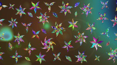 Raster illüstrasyonu. Çizim çiçek deseni duvar kâğıdı olarak kullanılabilir. Kahverengi ve yeşil renkte çiçekler.