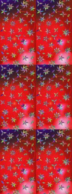 Raster Illustrasyon 'daki Çiçek Deseni' nin son moda çizimi. Renkli Yaz Temalı eskiz kalıbı. Düz Çiçek Elementleri Tasarımı. Güzel kumaş deseni.