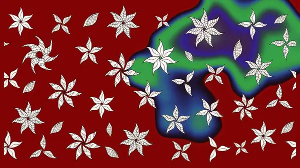 Renkli Bahar Teması eskiz kalıbı. Düz Çiçek Elementleri Tasarımı. Raster illüstrasyonu. Çiçekli çiçek deseni, suluboya. Kırmızı ve nötr renkte çiçekler.