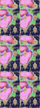 Tasarım şablonu için çizgi çizimi sınırı. Altın desenli çiçek dekoru. Pembe renklerdeki altın element. Davetiyeler, kartlar, web sayfası için Raster illüstrasyon. Doğu tarzı ögesi.