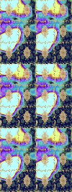 Raster altın çiçek süsü brokar kumaş ve cam desenli. Çiçek desenli altın metal. Altın şablonu çiz. Altın elementli mavi renkler.