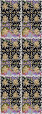 Kusursuz klasik raster altın desenli. Geleneksel oryantasyon süsü. Klasik klasik klasik arka plan. Gri renklerde, altın elementlerle kusursuz desen. Raster illüstrasyonu.