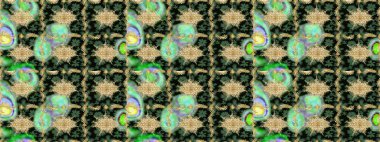 Geleneksel oryantasyon süsü. Klasik Raster altın desenini çiz. Klasik klasik klasik arka plan. Yeşil renkler ve altın elementler üzerine çizim. Raster illüstrasyonu.